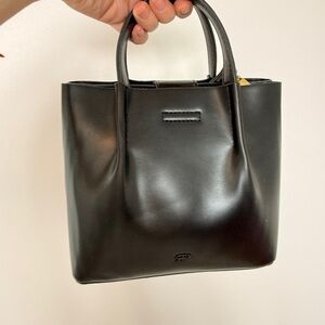 Elegant Black Leather Tote Bag